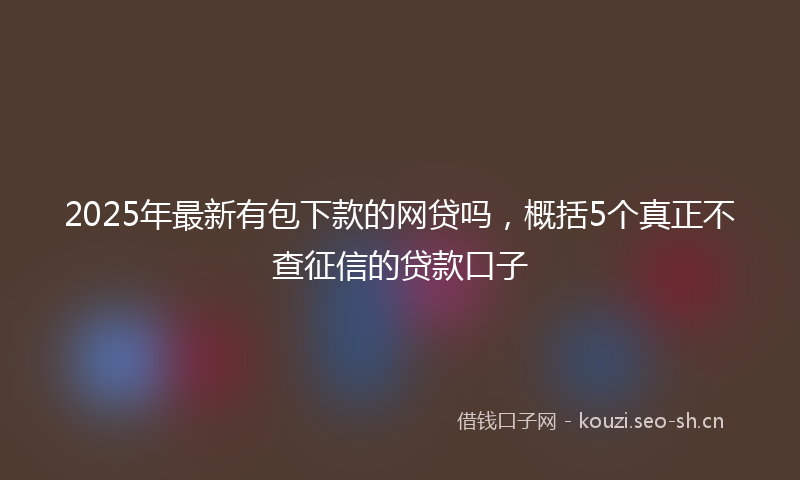 2025年最新有包下款的网贷吗，概括5个真正不查征信的贷款口子