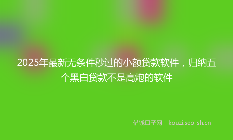 2025年最新无条件秒过的小额贷款软件，归纳五个黑白贷款不是高炮的软件