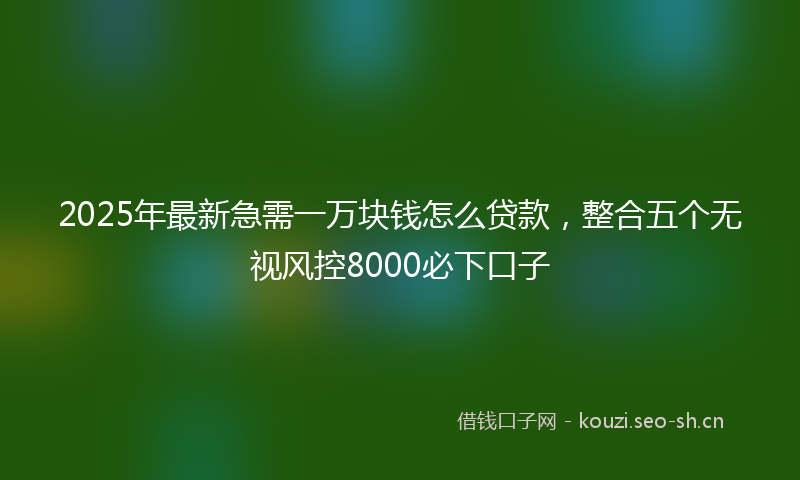 2025年最新急需一万块钱怎么贷款，整合五个无视风控8000必下口子