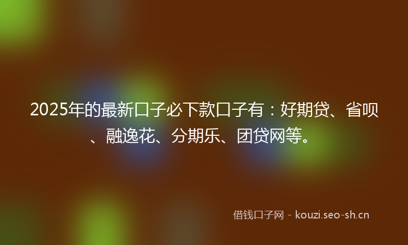 2025年的最新口子必下款口子有：好期贷、省呗、融逸花、分期乐、团贷网等。