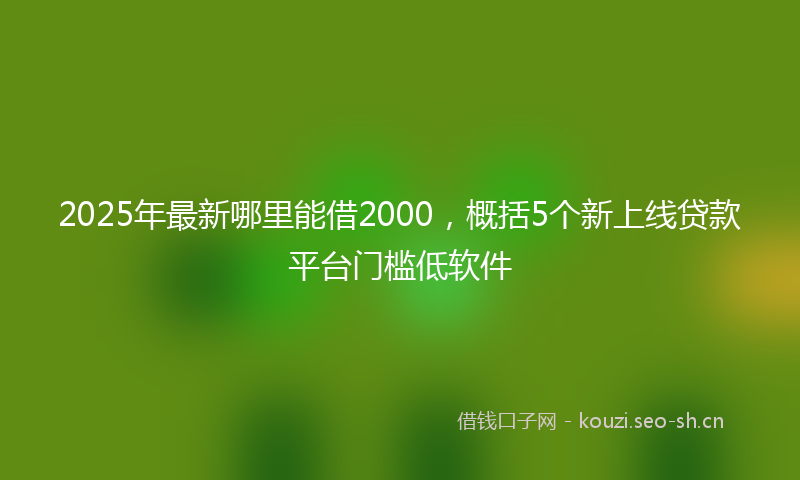 2025年最新哪里能借2000，概括5个新上线贷款平台门槛低软件