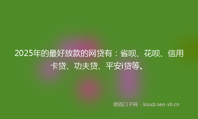 2025年的最好放款的网贷有：省呗、花呗、信用卡贷、功夫贷、平安i贷等。