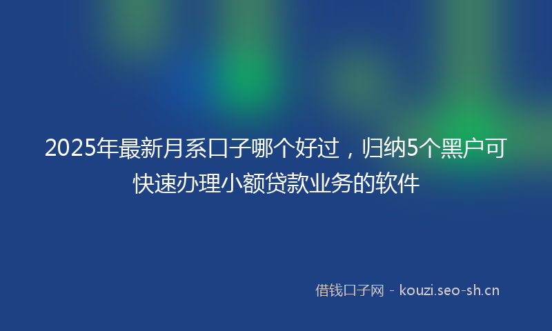 2025年最新月系口子哪个好过，归纳5个黑户可快速办理小额贷款业务的软件