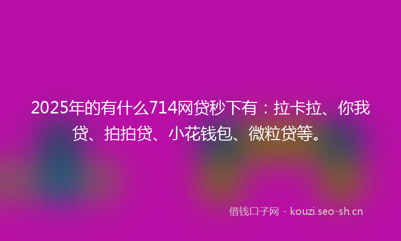 2025年的有什么714网贷秒下有：拉卡拉、你我贷、拍拍贷、小花钱包、微粒贷等。