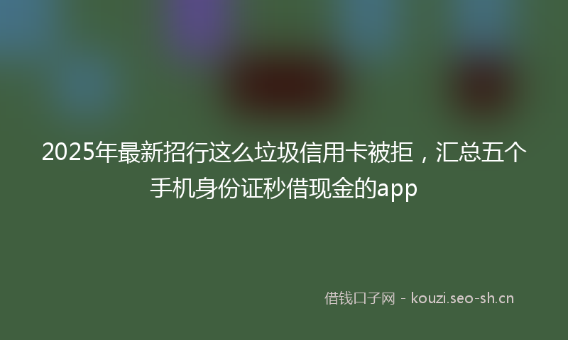 2025年最新招行这么垃圾信用卡被拒，汇总五个手机身份证秒借现金的app