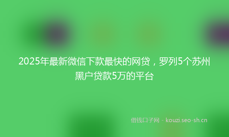 2025年最新微信下款最快的网贷，罗列5个苏州黑户贷款5万的平台