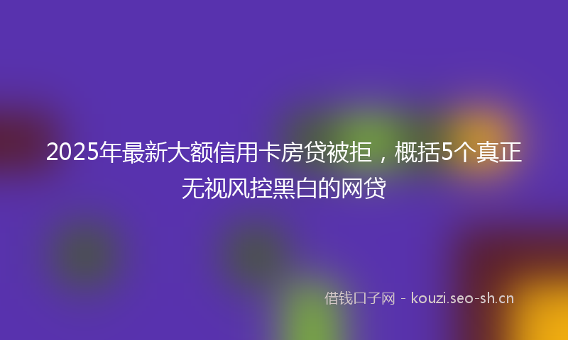 2025年最新大额信用卡房贷被拒，概括5个真正无视风控黑白的网贷