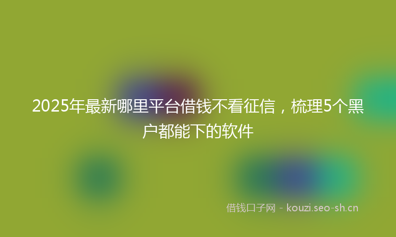 2025年最新哪里平台借钱不看征信，梳理5个黑户都能下的软件