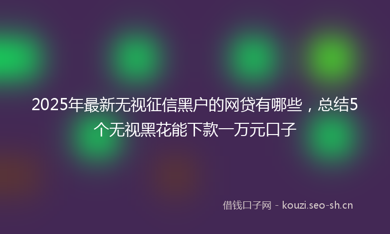 2025年最新无视征信黑户的网贷有哪些，总结5个无视黑花能下款一万元口子