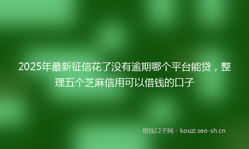 2025年最新征信花了没有逾期哪个平台能贷，整理五个芝麻信用可以借钱的口子