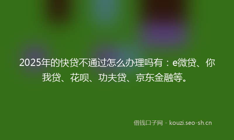 2025年的快贷不通过怎么办理吗有：e微贷、你我贷、花呗、功夫贷、京东金融等。