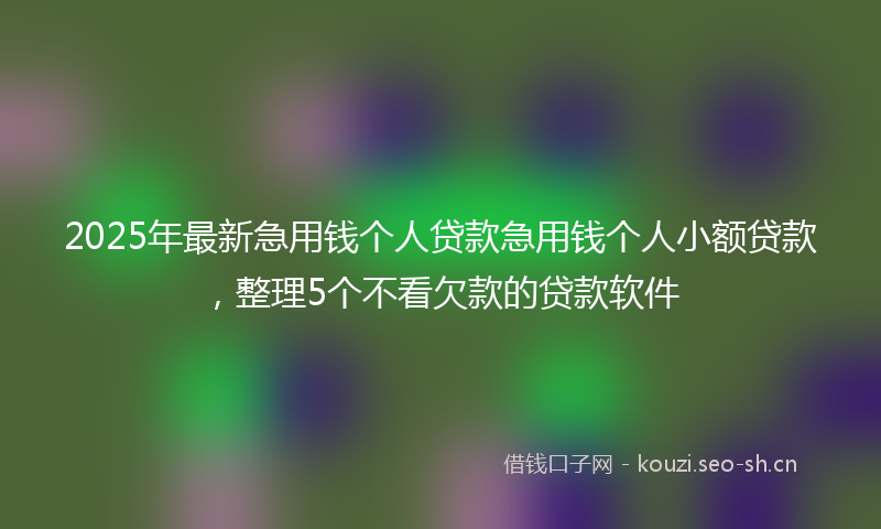 2025年最新急用钱个人贷款急用钱个人小额贷款，整理5个不看欠款的贷款软件