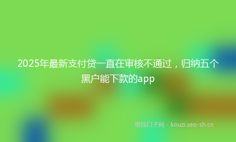 2025年最新支付贷一直在审核不通过，归纳五个黑户能下款的app