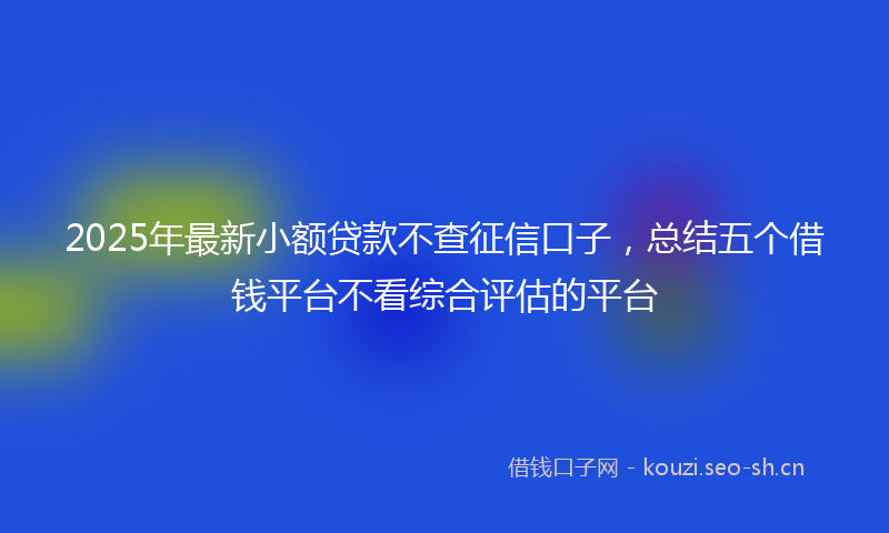 2025年最新小额贷款不查征信口子，总结五个借钱平台不看综合评估的平台