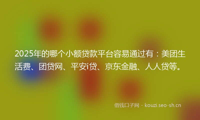 2025年的哪个小额贷款平台容易通过有：美团生活费、团贷网、平安i贷、京东金融、人人贷等。