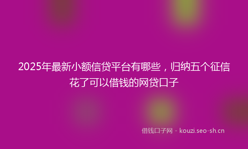 2025年最新小额信贷平台有哪些，归纳五个征信花了可以借钱的网贷口子