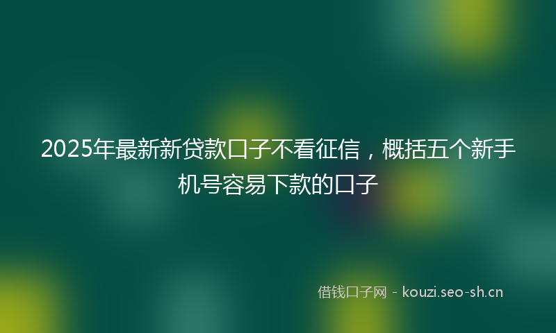 2025年最新新贷款口子不看征信，概括五个新手机号容易下款的口子