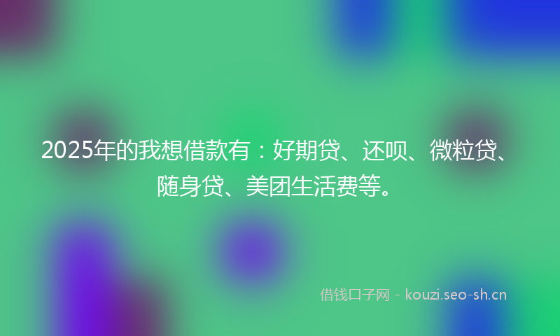 2025年的我想借款有：好期贷、还呗、微粒贷、随身贷、美团生活费等。