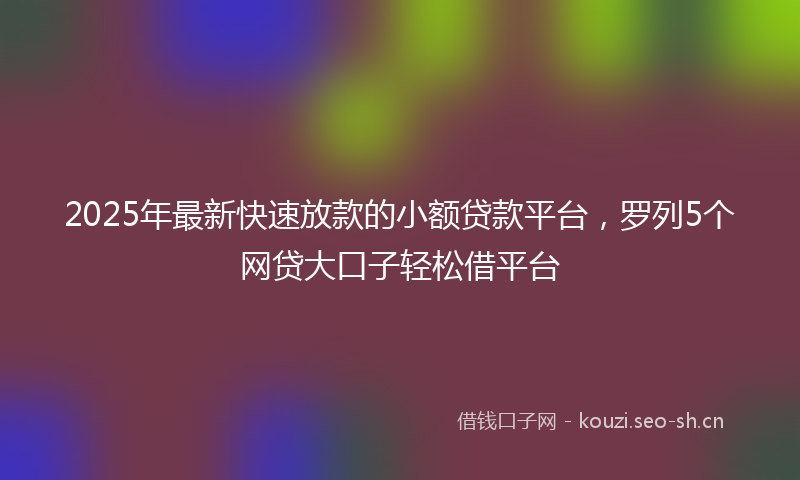 2025年最新快速放款的小额贷款平台，罗列5个网贷大口子轻松借平台