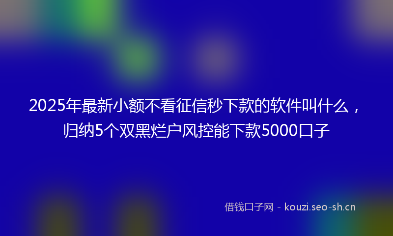 2025年最新小额不看征信秒下款的软件叫什么，归纳5个双黑烂户风控能下款5000口子