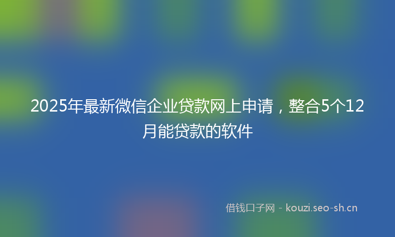 2025年最新微信企业贷款网上申请，整合5个12月能贷款的软件