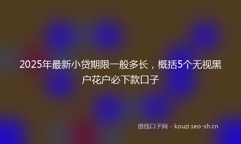 2025年最新小贷期限一般多长，概括5个无视黑户花户必下款口子