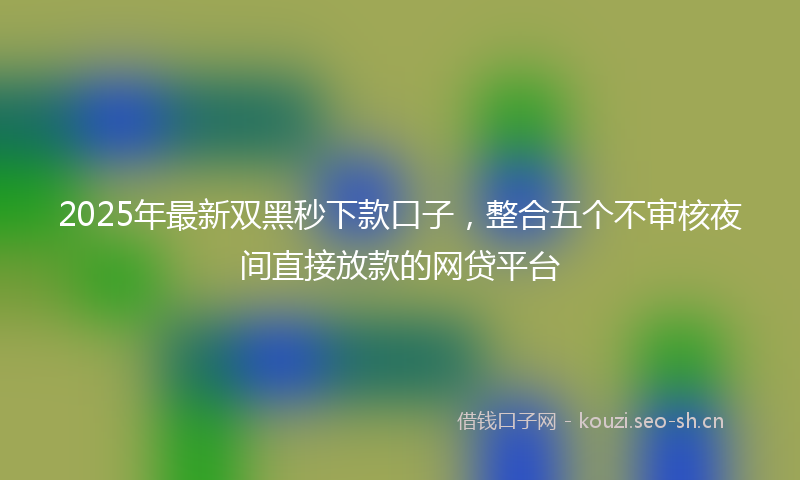 2025年最新双黑秒下款口子,整合五个不审核夜间直接放款的网贷平台
