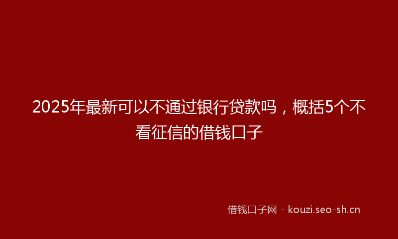 2025年最新可以不通过银行贷款吗，概括5个不看征信的借钱口子