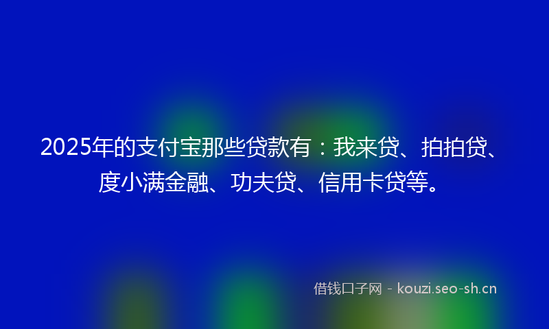 2025年的支付宝那些贷款有：我来贷、拍拍贷、度小满金融、功夫贷、信用卡贷等。
