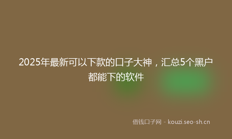 2025年最新可以下款的口子大神，汇总5个黑户都能下的软件