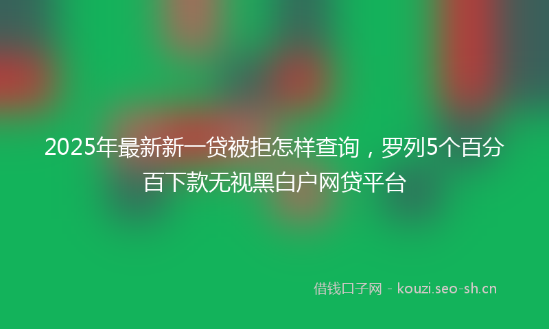 2025年最新新一贷被拒怎样查询，罗列5个百分百下款无视黑白户网贷平台