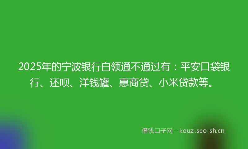 2025年的宁波银行白领通不通过有：平安口袋银行、还呗、洋钱罐、惠商贷、小米贷款等。