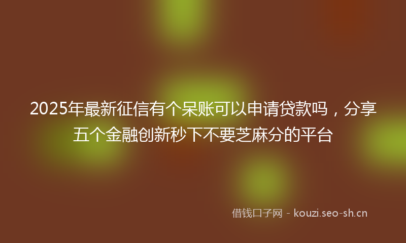 2025年最新征信有个呆账可以申请贷款吗，分享五个金融创新秒下不要芝麻分的平台