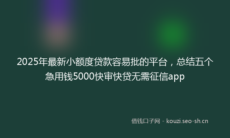 2025年最新小额度贷款容易批的平台，总结五个急用钱5000快审快贷无需征信app
