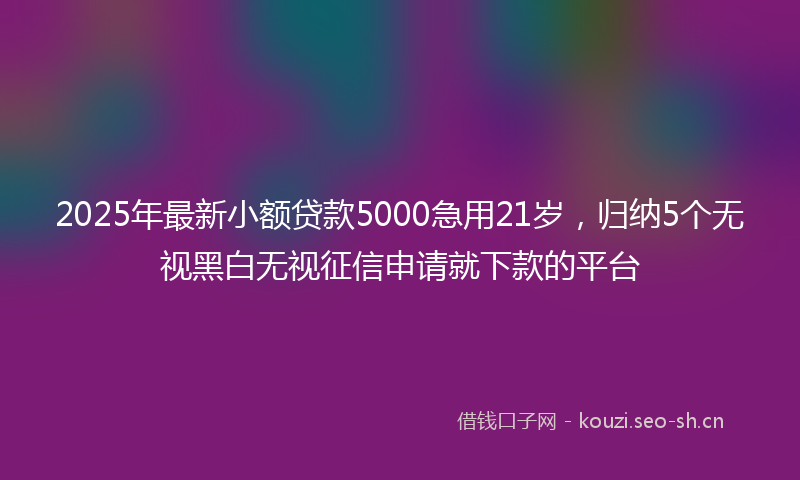 2025年最新小额贷款5000急用21岁，归纳5个无视黑白无视征信申请就下款的平台
