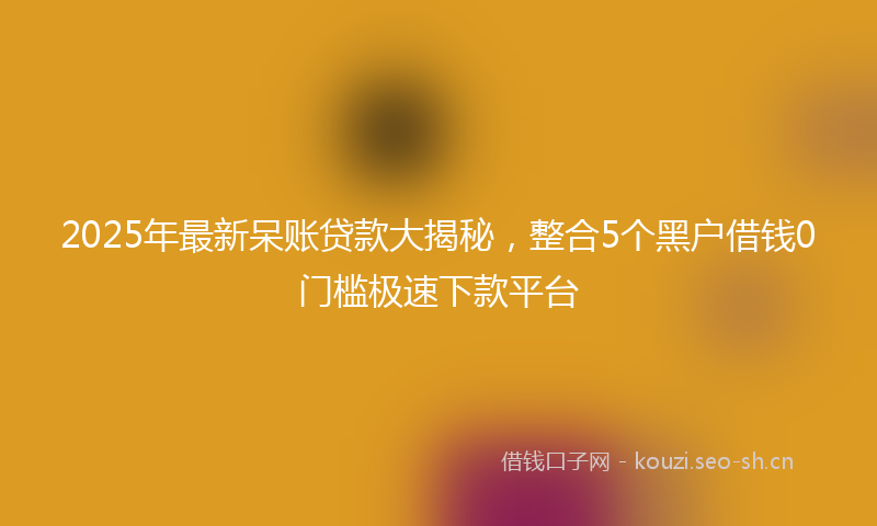 2025年最新呆账贷款大揭秘，整合5个黑户借钱0门槛极速下款平台