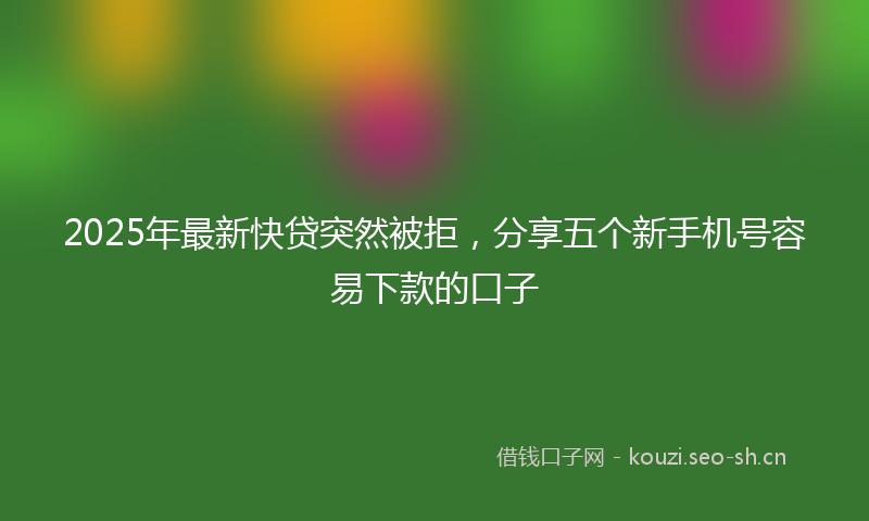 2025年最新快贷突然被拒，分享五个新手机号容易下款的口子