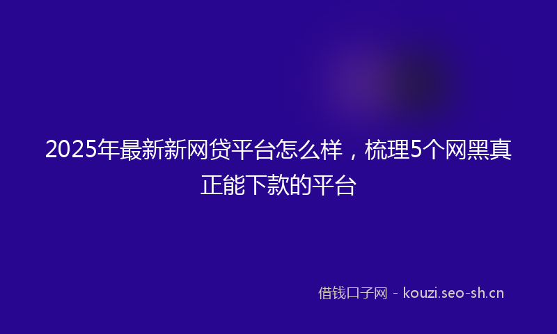 2025年最新新网贷平台怎么样，梳理5个网黑真正能下款的平台