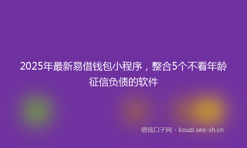 2025年最新易借钱包小程序，整合5个不看年龄征信负债的软件