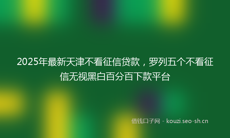 2025年最新天津不看征信贷款，罗列五个不看征信无视黑白百分百下款平台