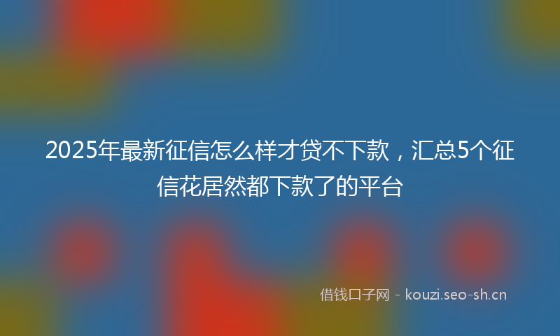 2025年最新征信怎么样才贷不下款，汇总5个征信花居然都下款了的平台