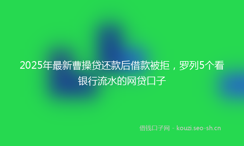 2025年最新曹操贷还款后借款被拒，罗列5个看银行流水的网贷口子