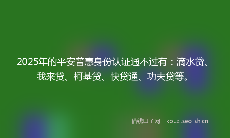 2025年的平安普惠身份认证通不过有：滴水贷、我来贷、柯基贷、快贷通、功夫贷等。