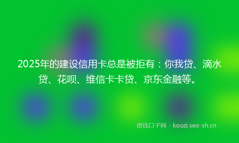 2025年的建设信用卡总是被拒有：你我贷、滴水贷、花呗、维信卡卡贷、京东金融等。
