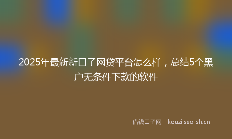 2025年最新新口子网贷平台怎么样，总结5个黑户无条件下款的软件