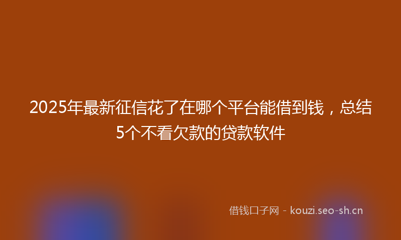 2025年最新征信花了在哪个平台能借到钱，总结5个不看欠款的贷款软件