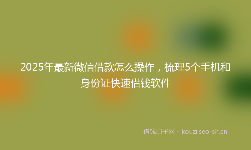 2025年最新微信借款怎么操作，梳理5个手机和身份证快速借钱软件
