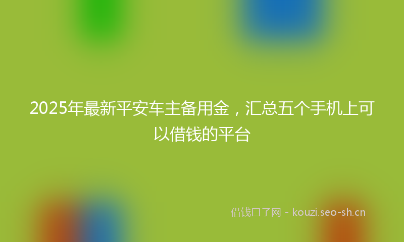 2025年最新平安车主备用金，汇总五个手机上可以借钱的平台