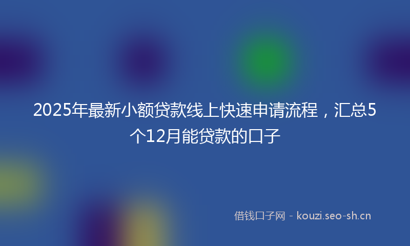 2025年最新小额贷款线上快速申请流程，汇总5个12月能贷款的口子