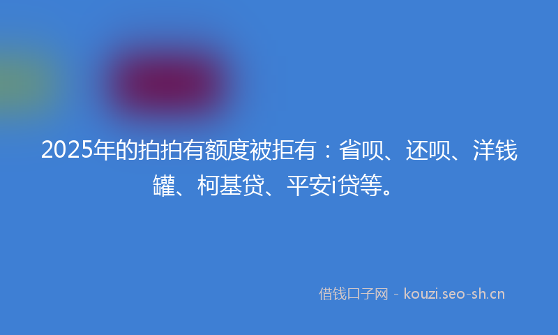 2025年的拍拍有额度被拒有：省呗、还呗、洋钱罐、柯基贷、平安i贷等。